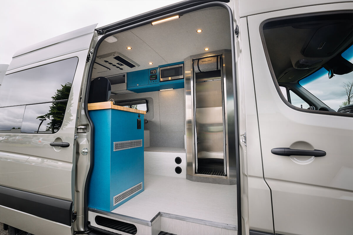 This is a 144" chassis with full interior shower with A/C and heat ready for all conditions.