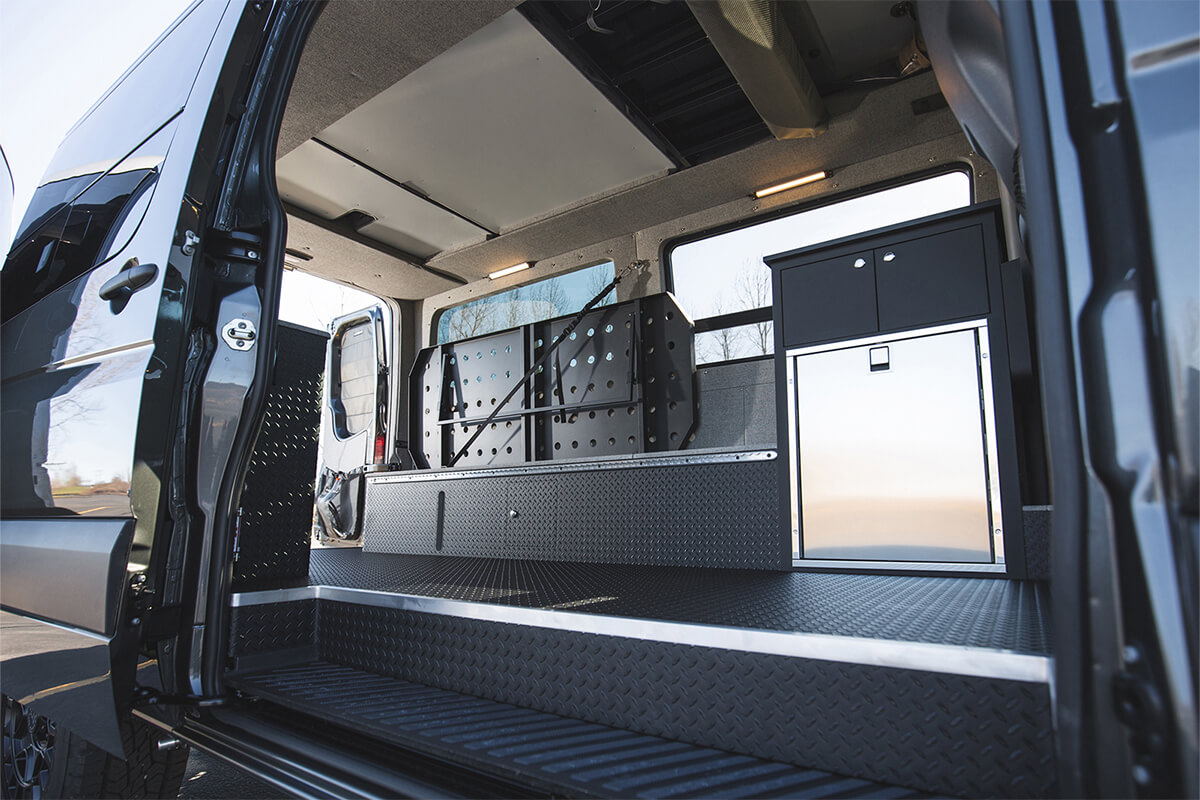 custom van conversion arete 2018 mercedes benz sprinter 144 4wd pop top rooftop tent interior bunk bed
