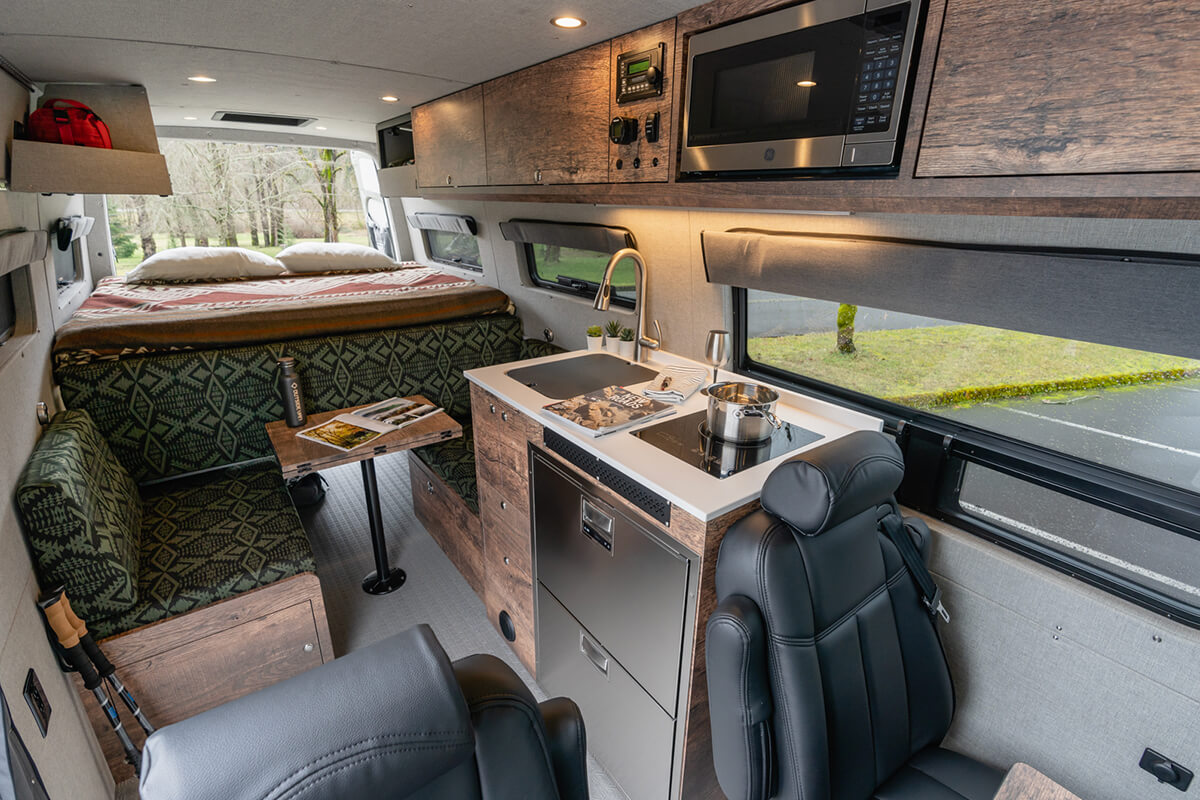 custom van conversion Tumbleweed 2021 mercedes benz sprinter 170 4wd seat four sleep three