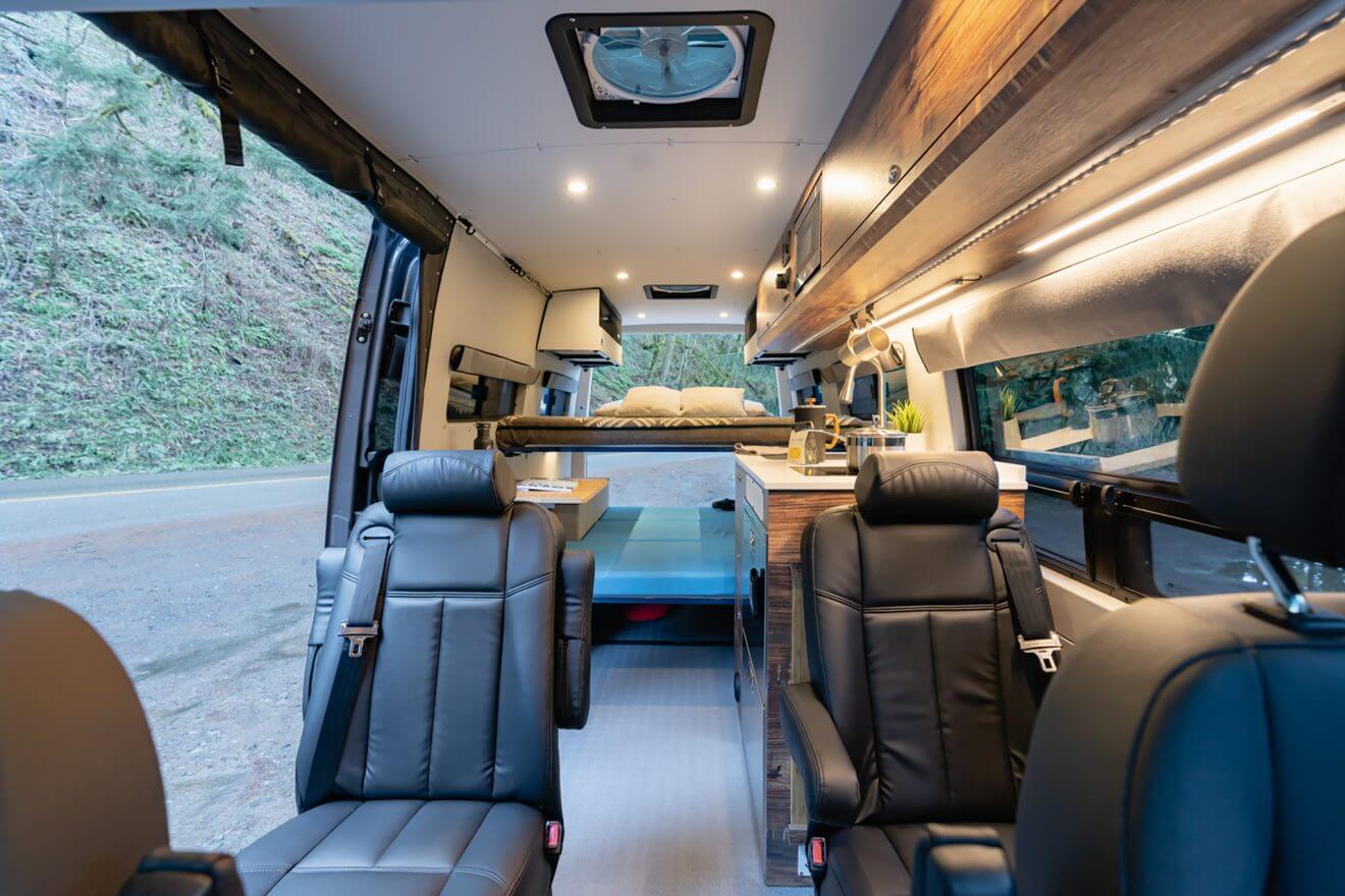 custom van conversion first chair 2020 mercedes benz sprinter 170 4wd seat four sleep four interior