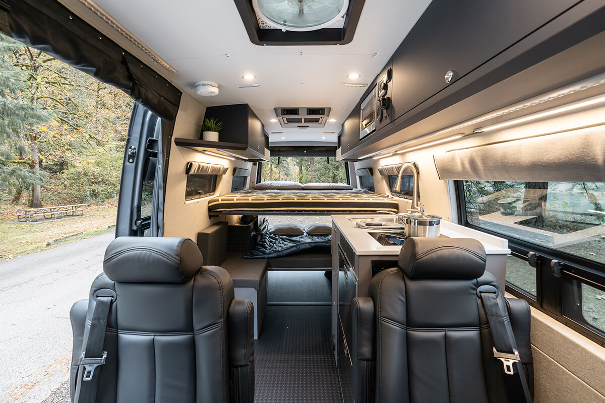 custom van conversion illahee 2021 mercedes benz sprinter 170 4wd dually graphite grey seat four sleep four
