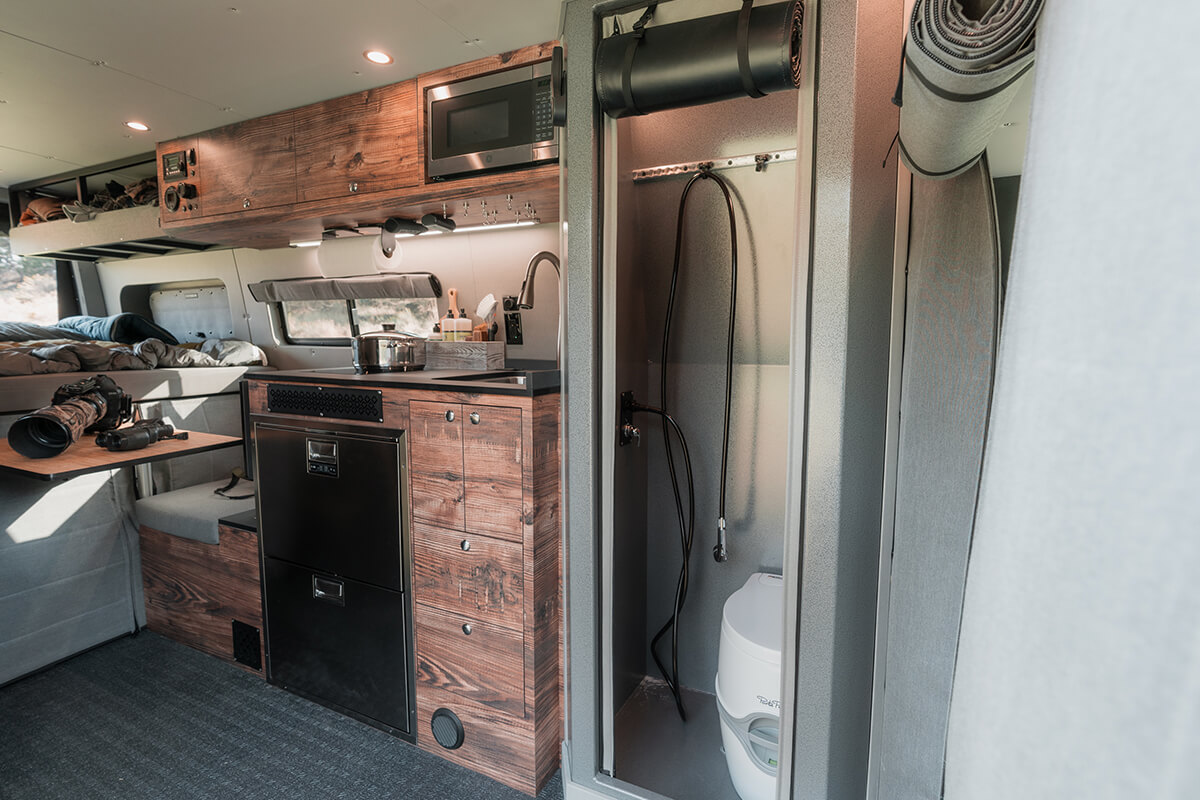 custom van conversion mission 2021 mercedes benz sprinter 170 4wd dually interior shower