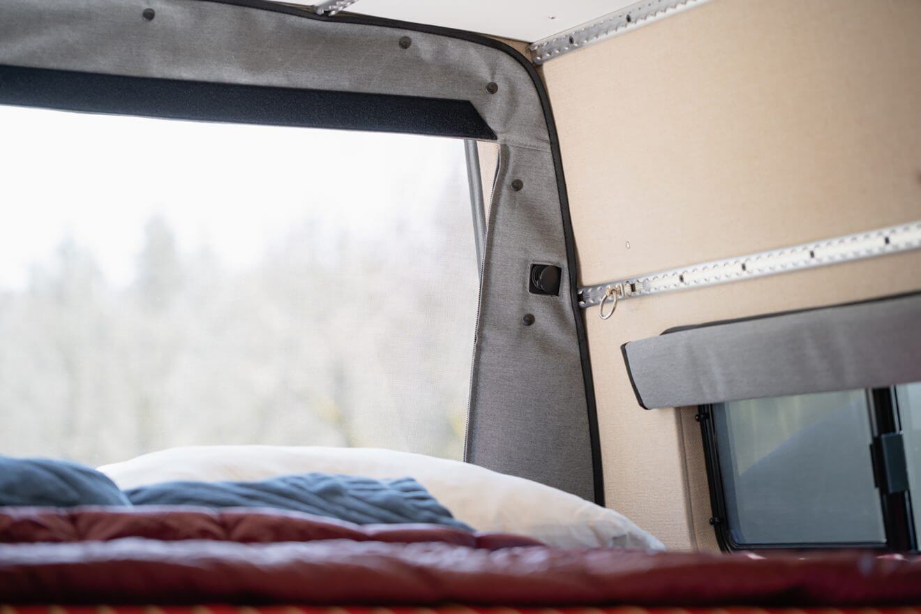 custom van conversion Haven 2021 mercedes benz sprinter 170 4wd seat two sleep three rear door bug screen