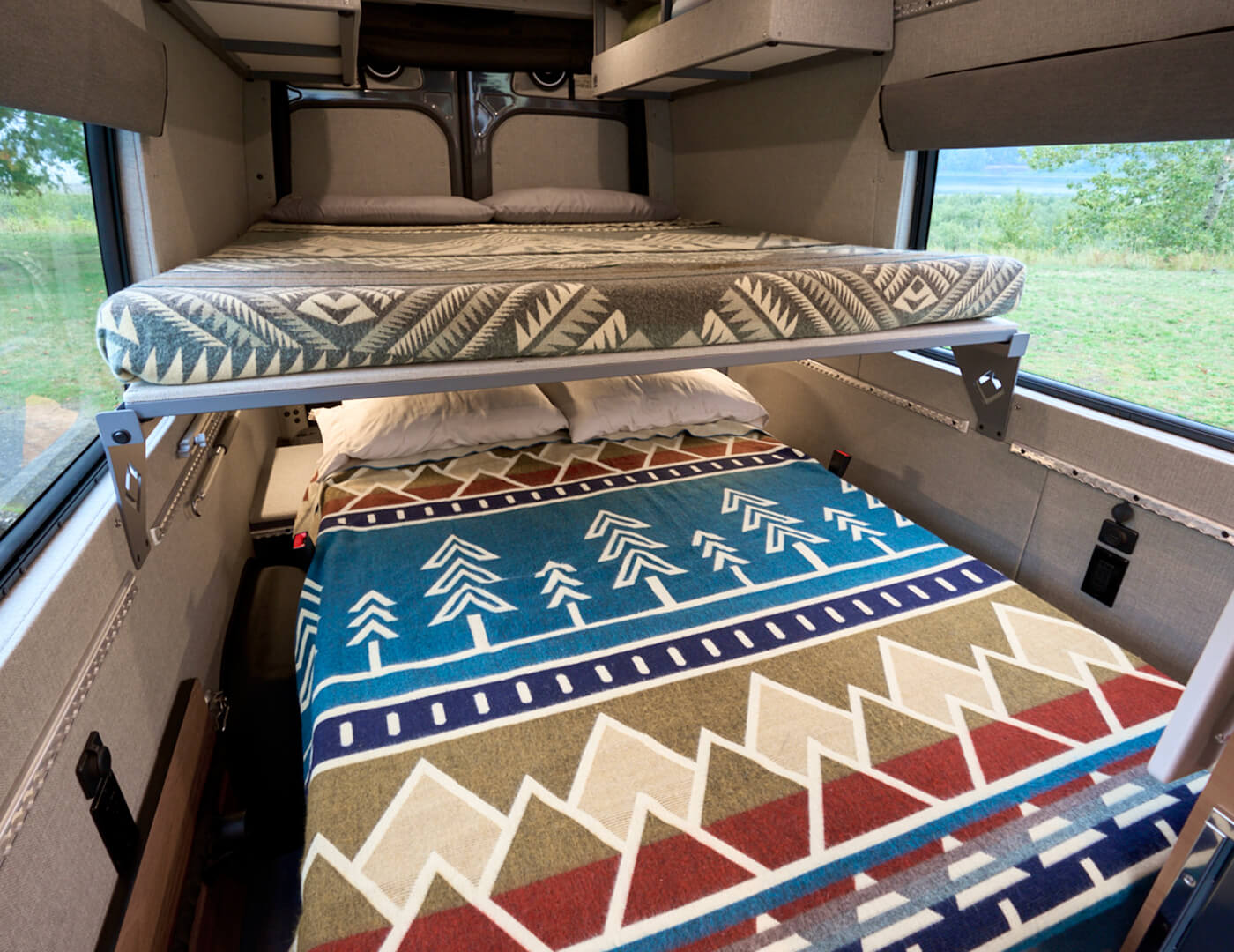 Custom off road mercedes sprinter van conversion, Entourage by Outside Van. Seating for seven.