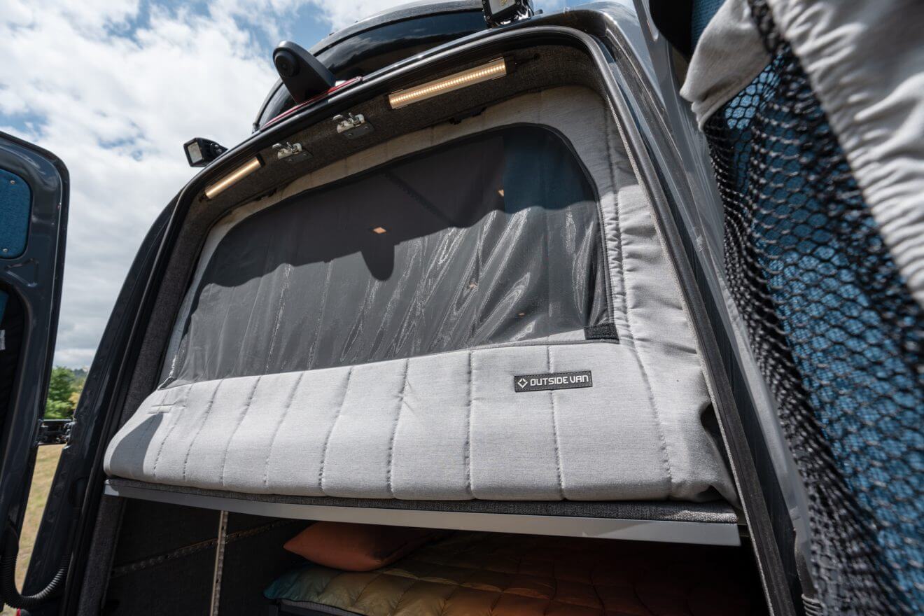 A converted mercedes sprinter 170 extended named Off Grid built by Outside Van