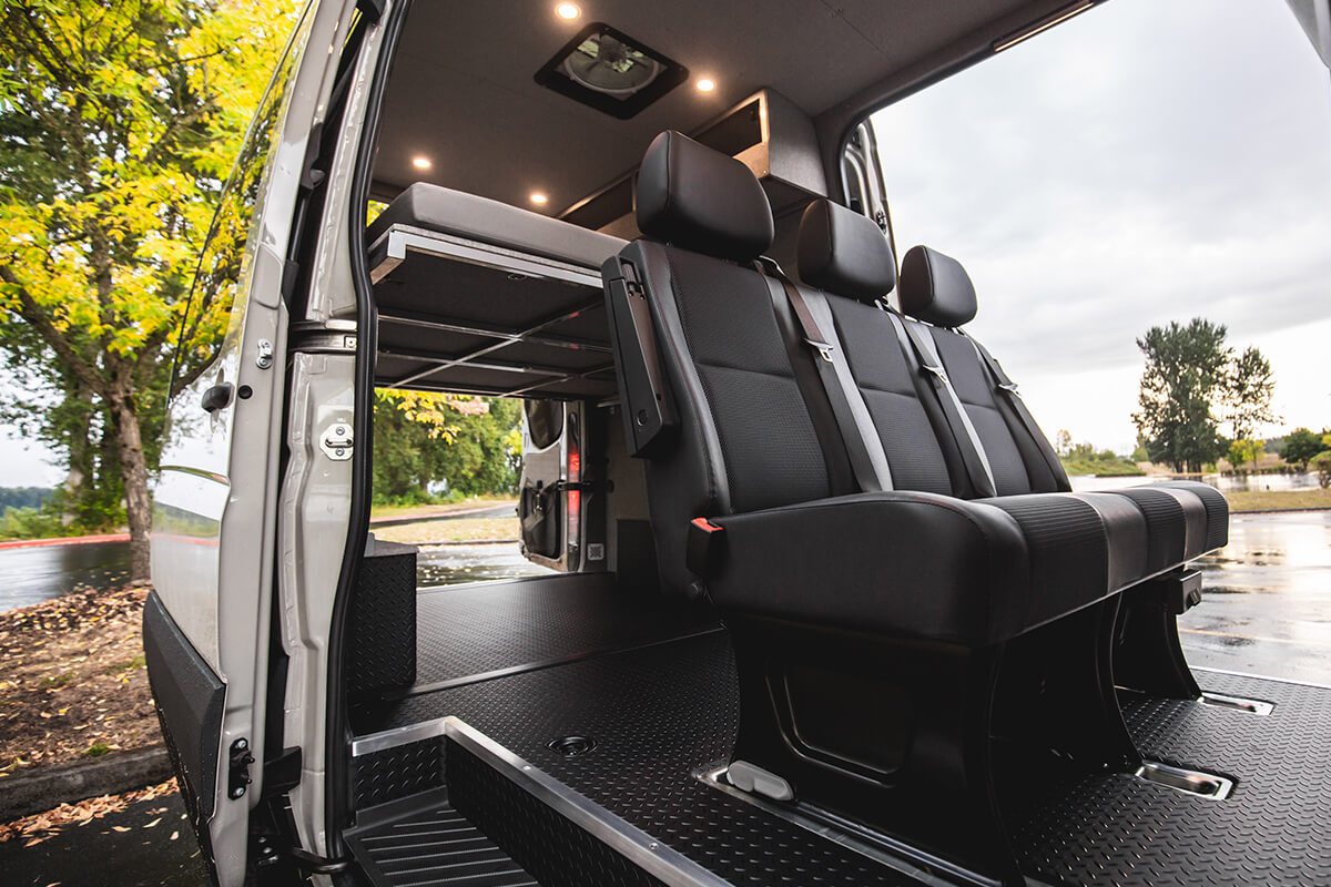 144" custom Outside Van for camping with duel slidder doors