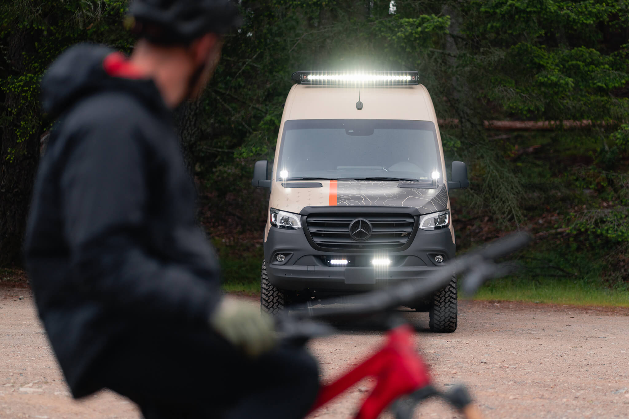 Mountain Biker on Mount Tamalpais with Tails Adventure Van