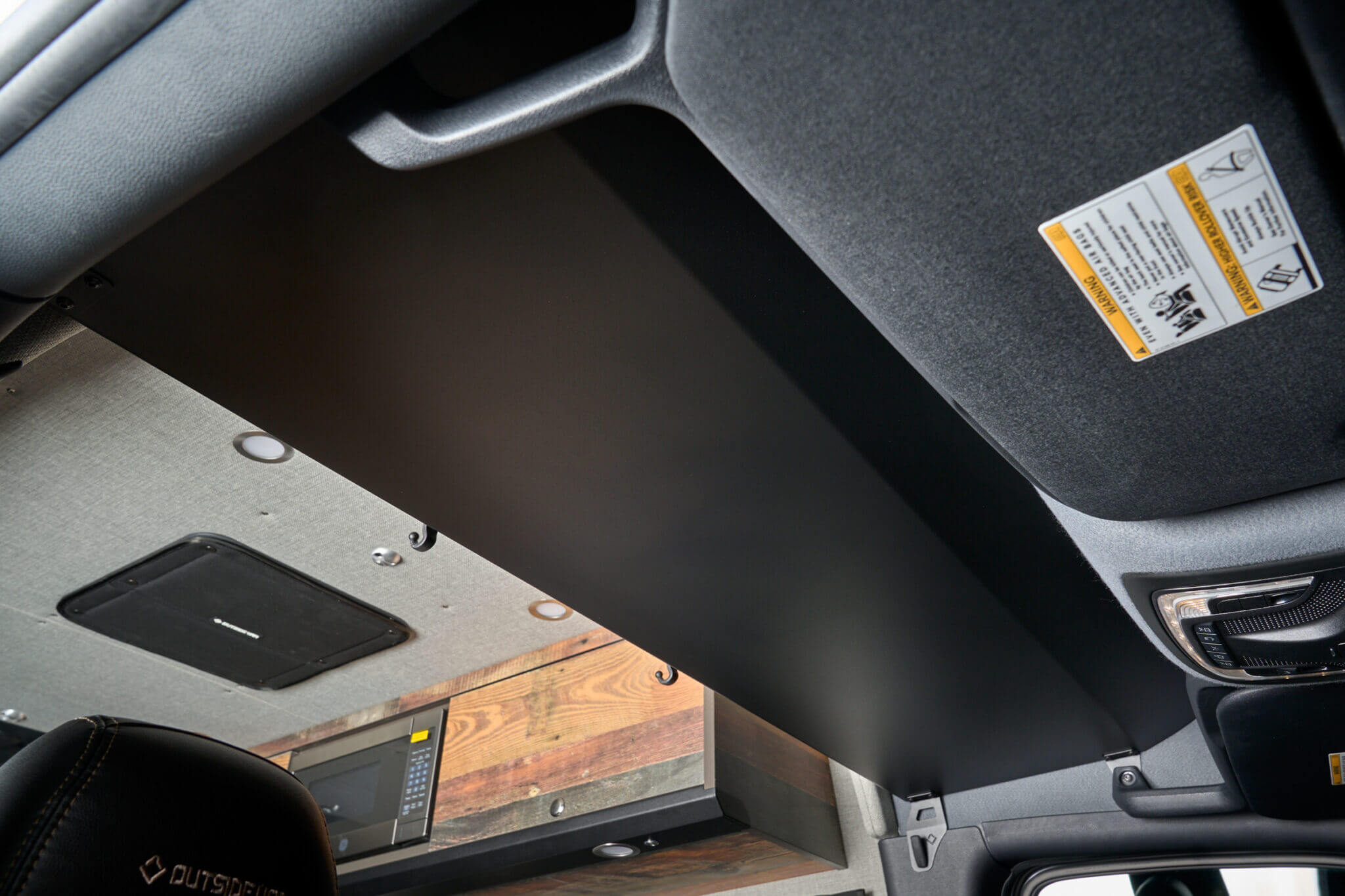Top Shelf Headliner Overhead Cab Shelf for the Sprinter underside