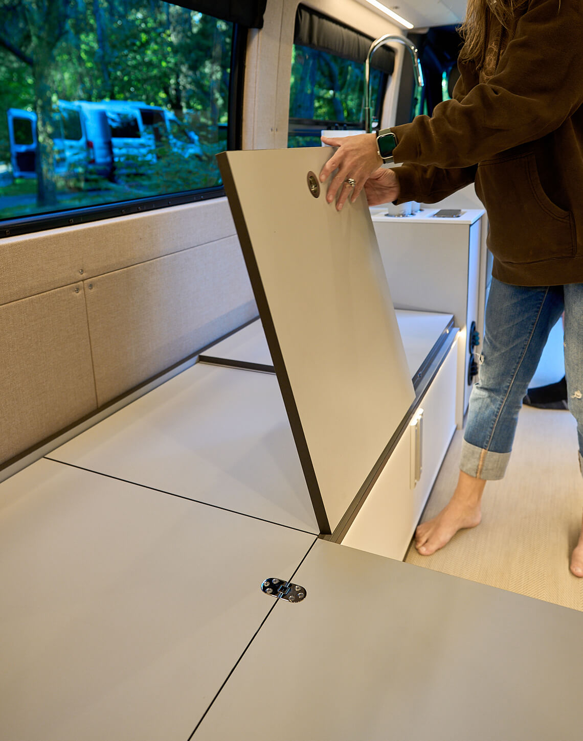 Outside Van Parks FlipOut Bed Panel