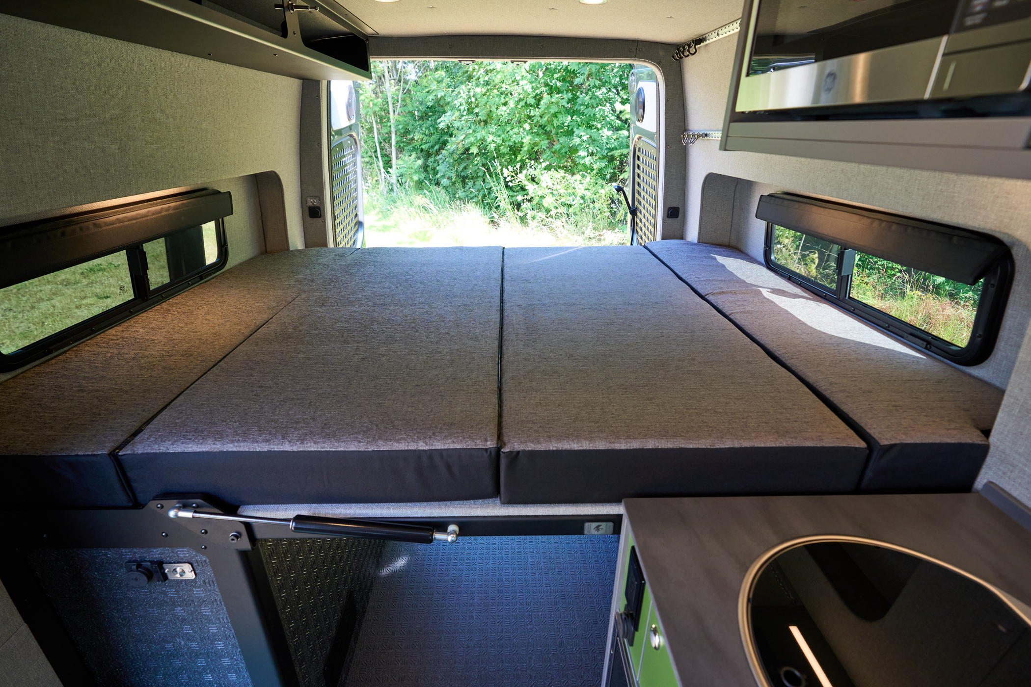 Interior view of the Outside Van with FoldAway Murphy Bed