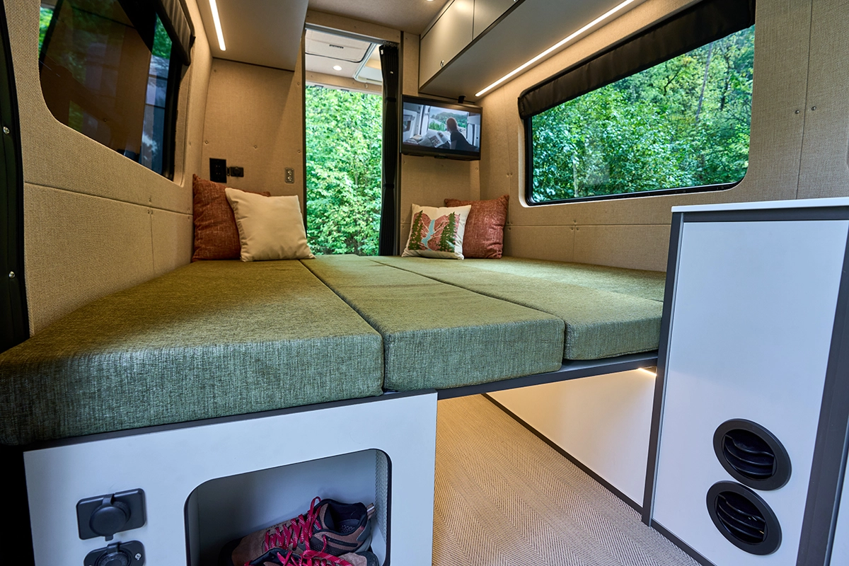 Outside Van Parks Bed area folded out