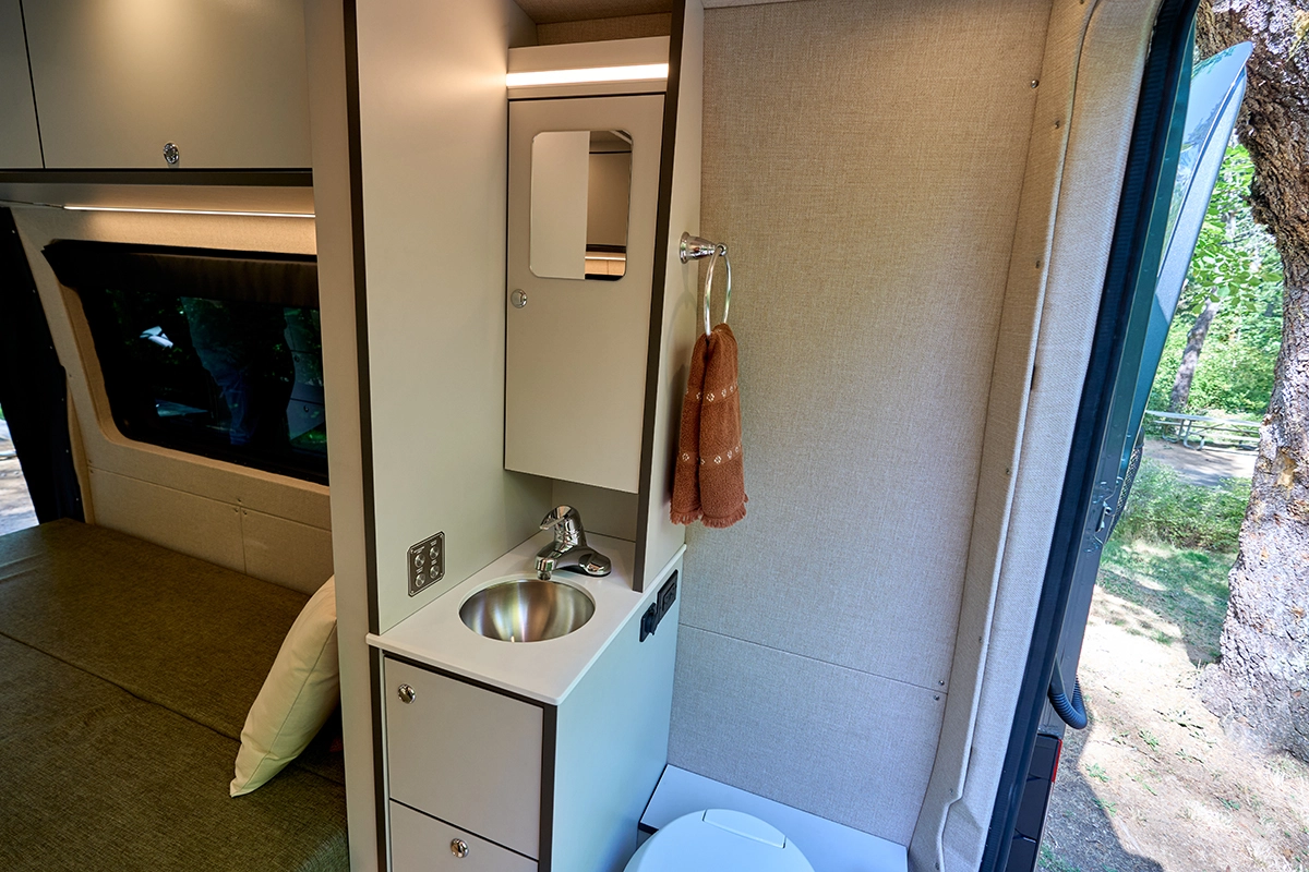 Outside Van Parks washroom vanity area