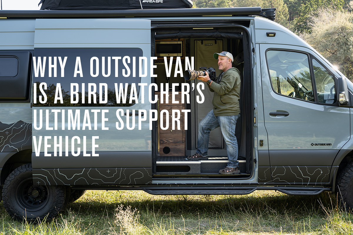 Outside Van Adventure Van Birdwatching basecamp